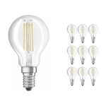 Multipack 10x Ledvance Classic LED E14 Pera Filamento Chiara 4.2W 470lm - 927 Bianco Molto Caldo | Miglior resa cromatica - Dimmerabile - Sostitua 40W